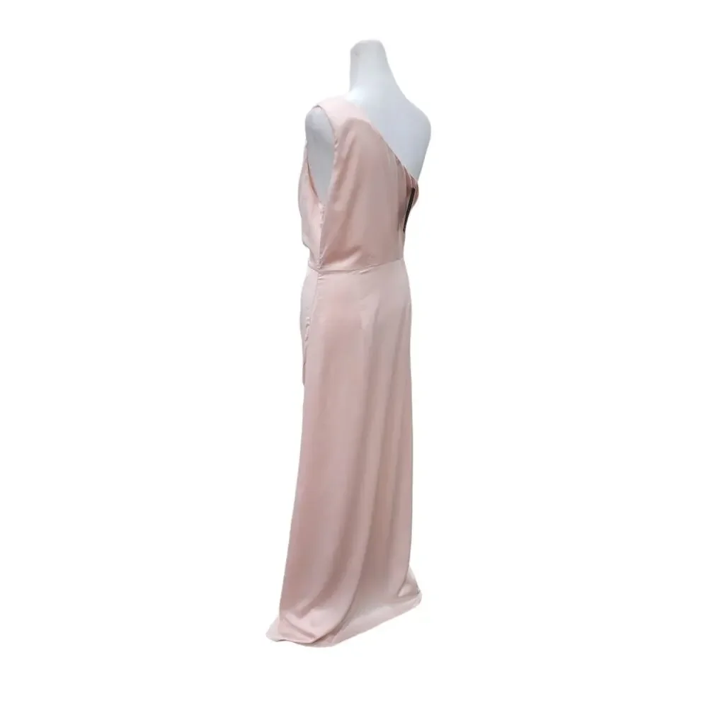 NEW Lulus Dreaming of Elegance Pink Satin One-Shoulder Maxi‎ Dress - Size M - Picture 15 of 16
